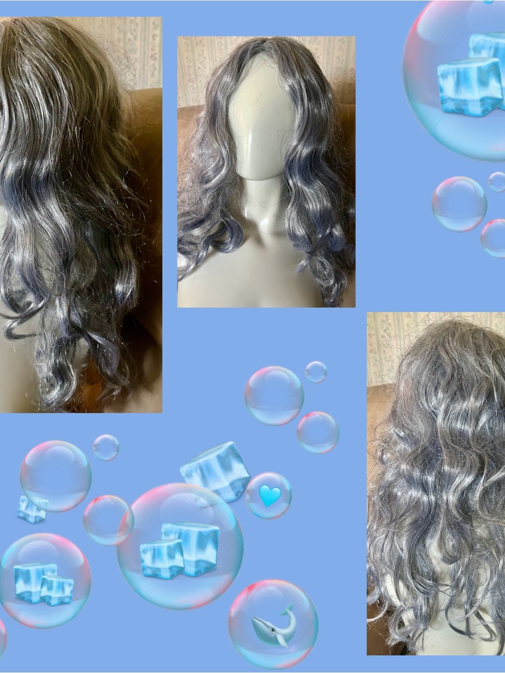 Elegant Silver Gray Wavy Long Wig for Women - Natural-Look Synthetic Hair